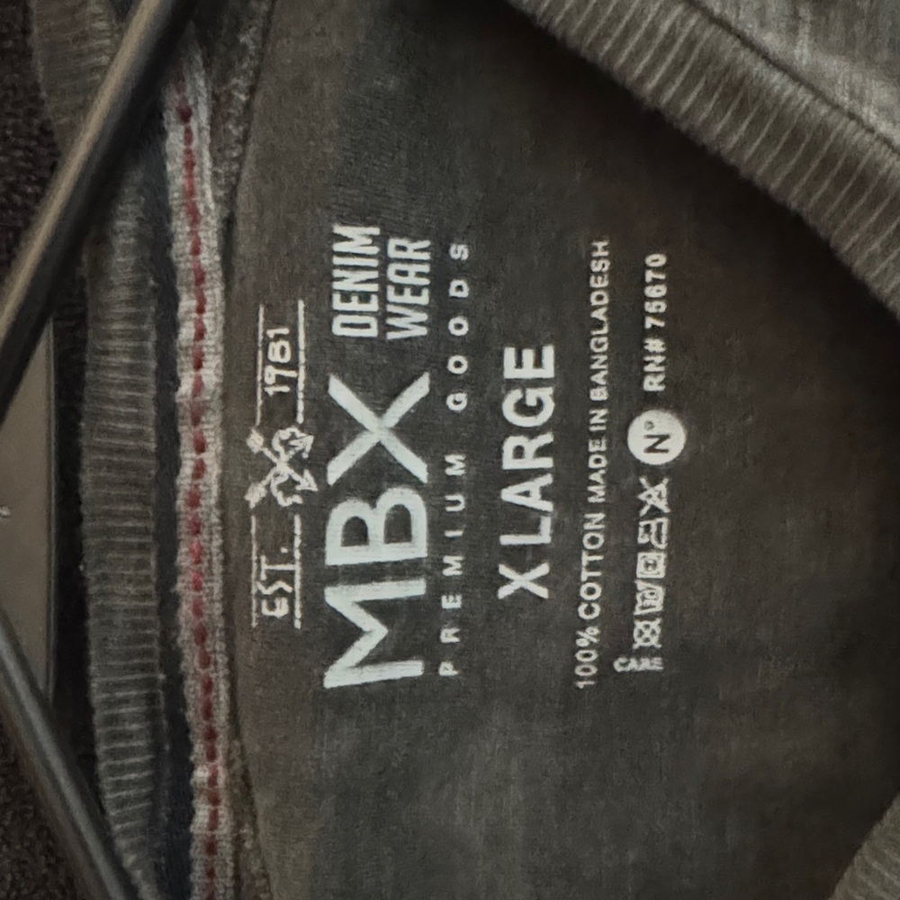 MBX Denim Wear Men's Short Sleeve T-Shirt - Gray - X-Large